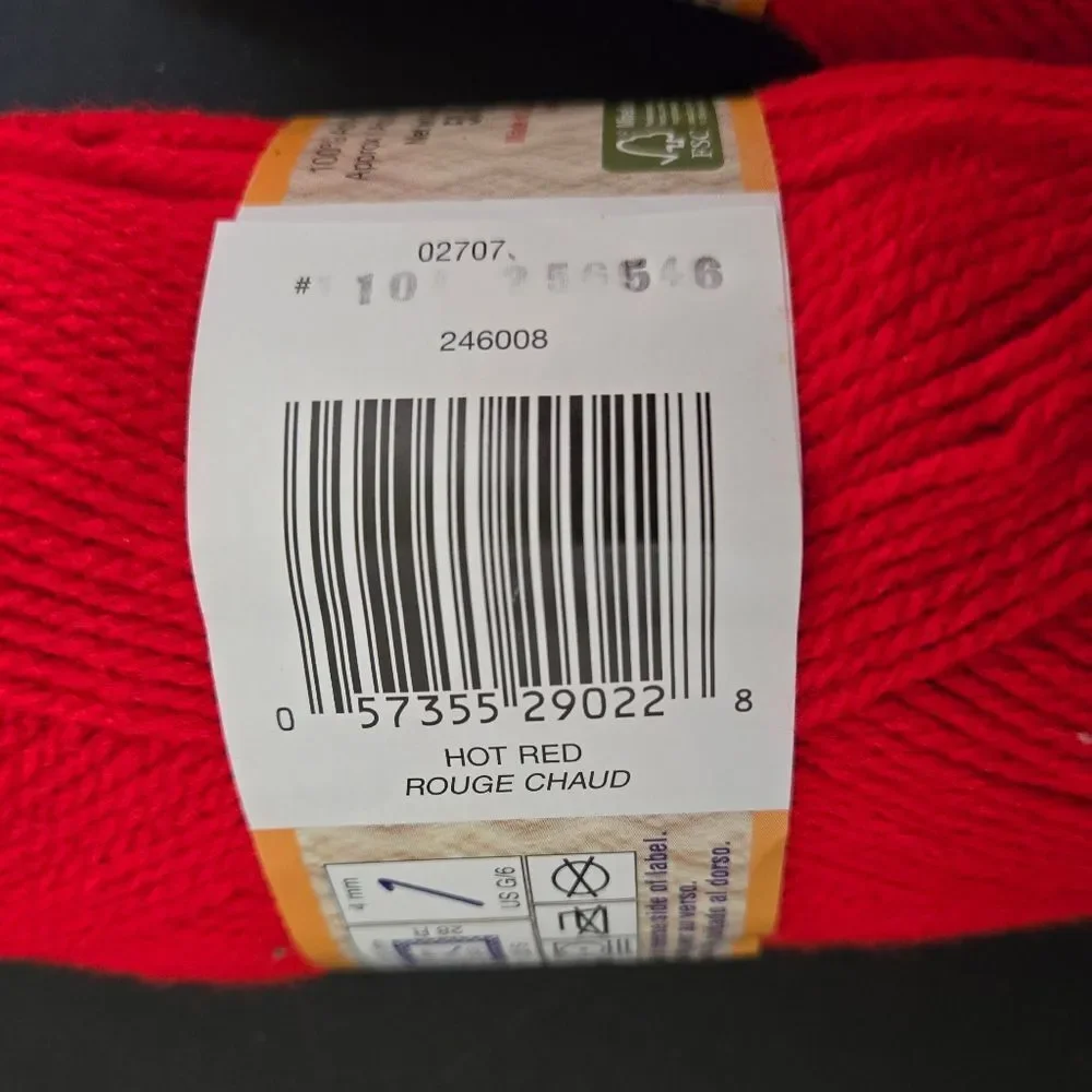 Patons Astra Red Yarn 3 Skeins HOT RED